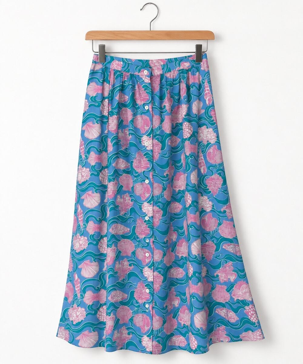 Vintage Lilly Pulitzer Seashell Print Button Front Midi Skirt Size XXS USA Made